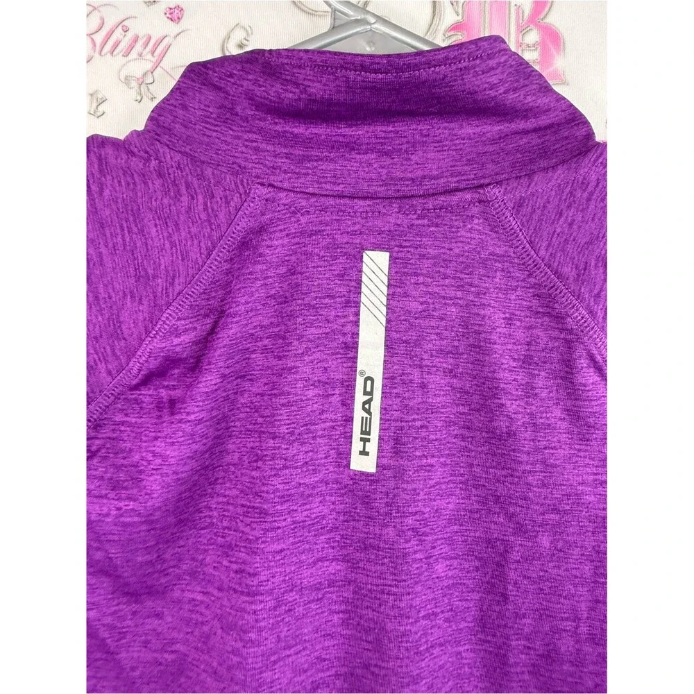 Head sweater bright Purple Half-Zip Pullover stretchy soft long sleeve shirt - Picture 8 of 12